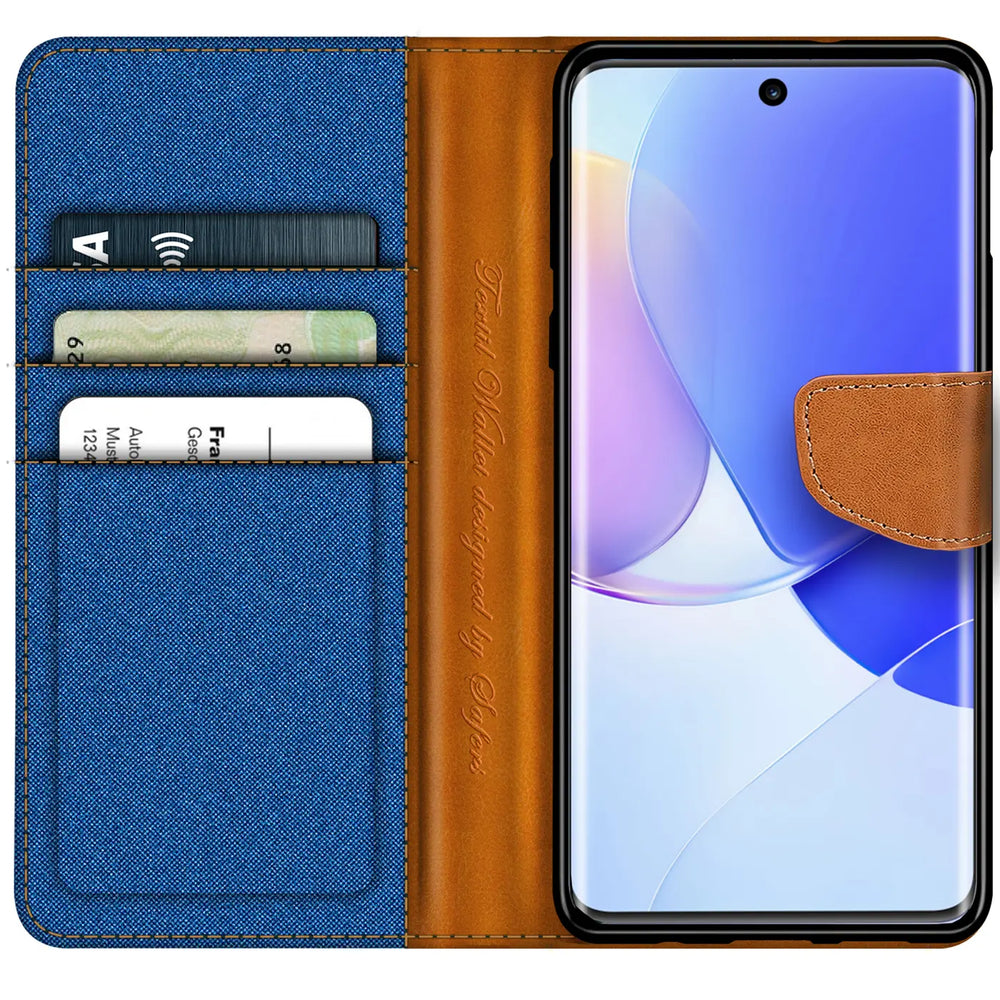 Huawei Nova 9 / Honor 50 Klapphülle im Jeanslook mit Karten- und Geldfach