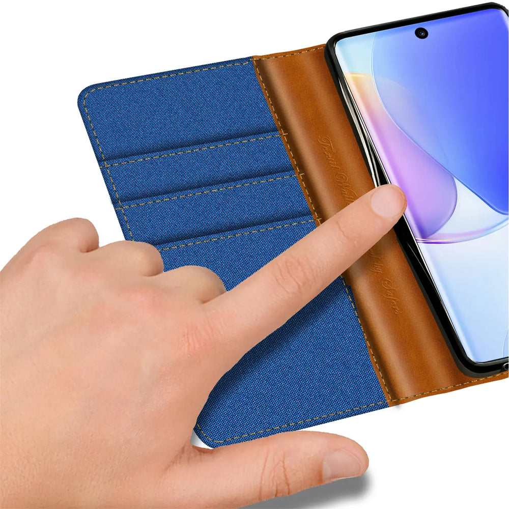 Huawei Nova 9 / Honor 50 Klapphülle im Jeanslook mit Karten- und Geldfach