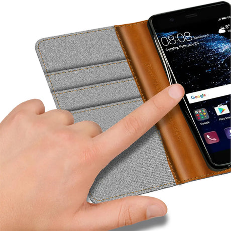 Huawei P10 Klapphülle im Jeanslook mit Karten- und Geldfach