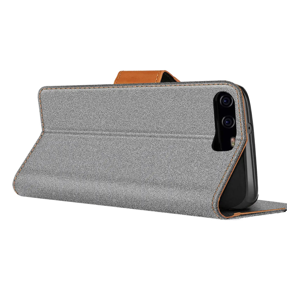 Huawei P10 Klapphülle im Jeanslook mit Karten- und Geldfach