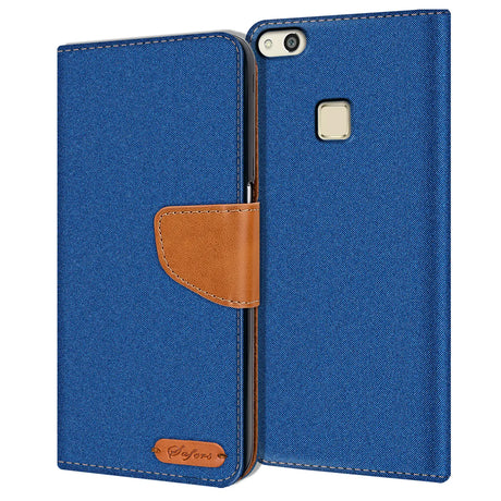 Huawei P10 Lite Klapphülle im Jeanslook mit Karten- und Geldfach