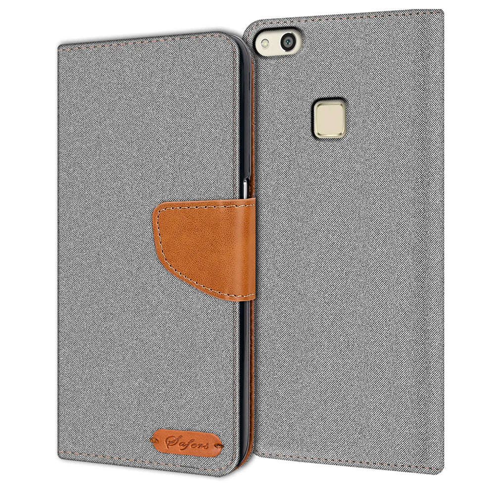 Huawei P10 Lite Klapphülle im Jeanslook mit Karten- und Geldfach