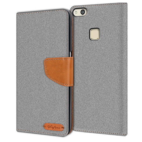Huawei P10 Lite Klapphülle im Jeanslook mit Karten- und Geldfach