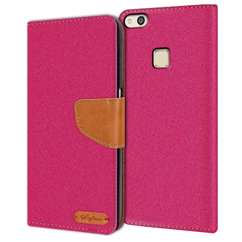 Huawei P10 Lite Klapphülle im Jeanslook mit Karten- und Geldfach