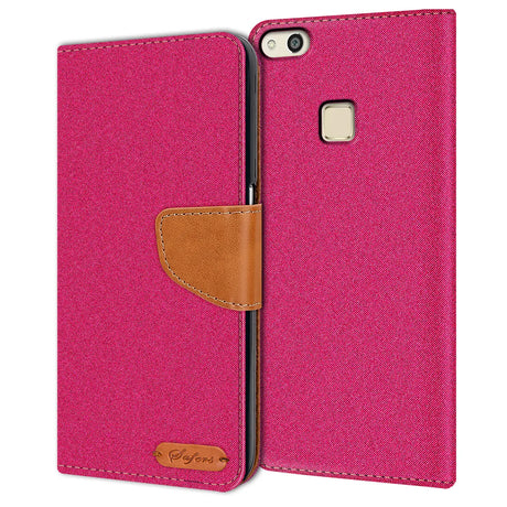 Huawei P10 Lite Klapphülle im Jeanslook mit Karten- und Geldfach