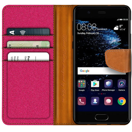 Huawei P10 Klapphülle im Jeanslook mit Karten- und Geldfach