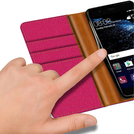 Huawei P10 Klapphülle im Jeanslook mit Karten- und Geldfach