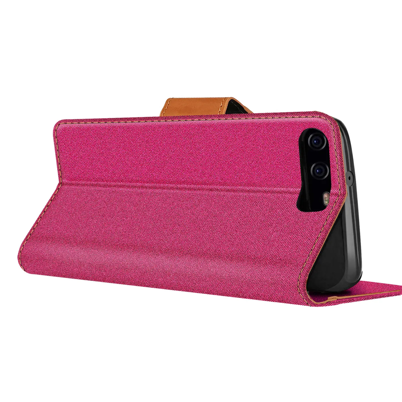 Pink Textil-Klapphülle mit Kartenfach für Huawei P10, von schräg oben