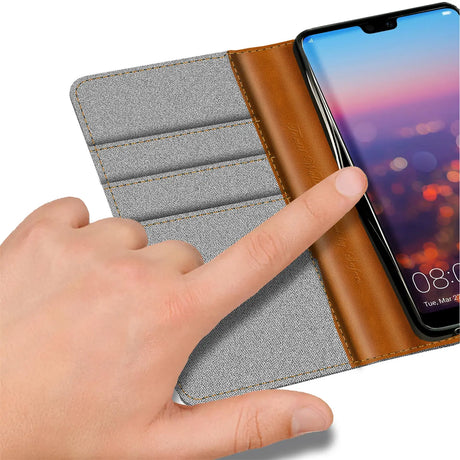 Huawei P20 Klapphülle im Jeanslook mit Karten- und Geldfach