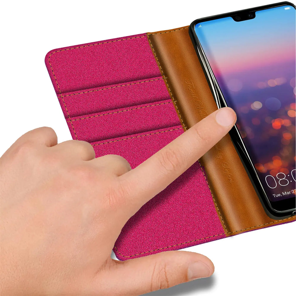 Huawei P20 Klapphülle im Jeanslook mit Karten- und Geldfach