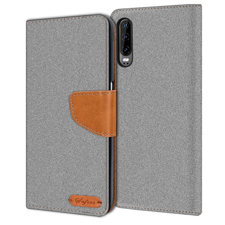 Huawei P30 Klapphülle im Jeanslook mit Karten- und Geldfach