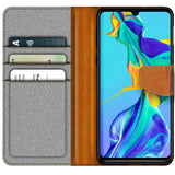 Huawei P30 Klapphülle im Jeanslook mit Karten- und Geldfach