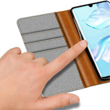 Huawei P30 Klapphülle im Jeanslook mit Karten- und Geldfach