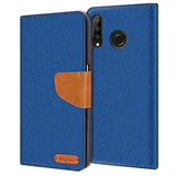 Huawei P30 Lite Klapphülle im Jeanslook mit Karten- und Geldfach