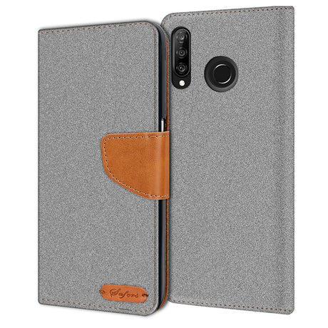Huawei P30 Lite Klapphülle im Jeanslook mit Karten- und Geldfach