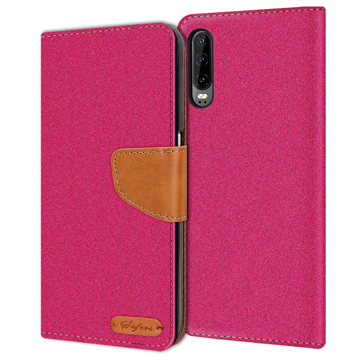 Huawei P30 Klapphülle im Jeanslook mit Karten- und Geldfach