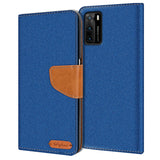 Huawei P40 Klapphülle im Jeanslook mit Karten- und Geldfach