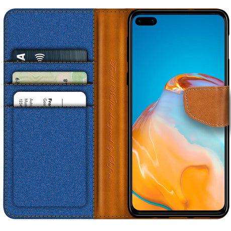 Huawei P40 Klapphülle im Jeanslook mit Karten- und Geldfach