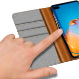 Huawei P40 Klapphülle im Jeanslook mit Karten- und Geldfach