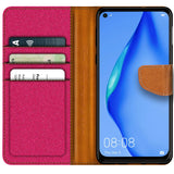 Huawei P40 Lite Klapphülle im Jeanslook mit Karten- und Geldfach