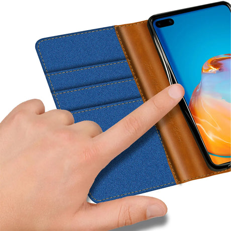 Huawei P40 Pro Klapphülle im Jeanslook mit Karten- und Geldfach