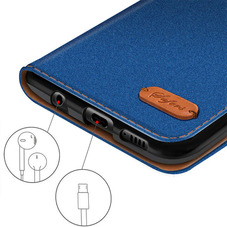 Huawei P40 Pro Klapphülle im Jeanslook mit Karten- und Geldfach