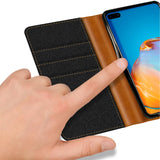 Huawei P40 Pro Klapphülle im Jeanslook mit Karten- und Geldfach