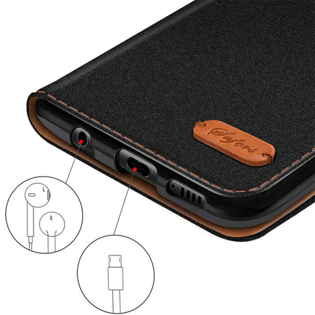 Huawei P40 Pro Klapphülle im Jeanslook mit Karten- und Geldfach