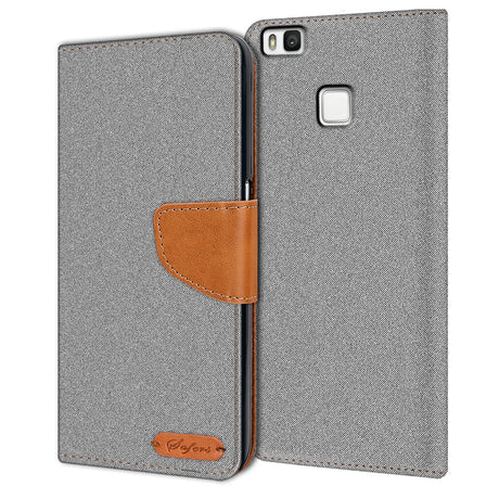 Huawei P9 Lite Klapphülle im Jeanslook mit Karten- und Geldfach