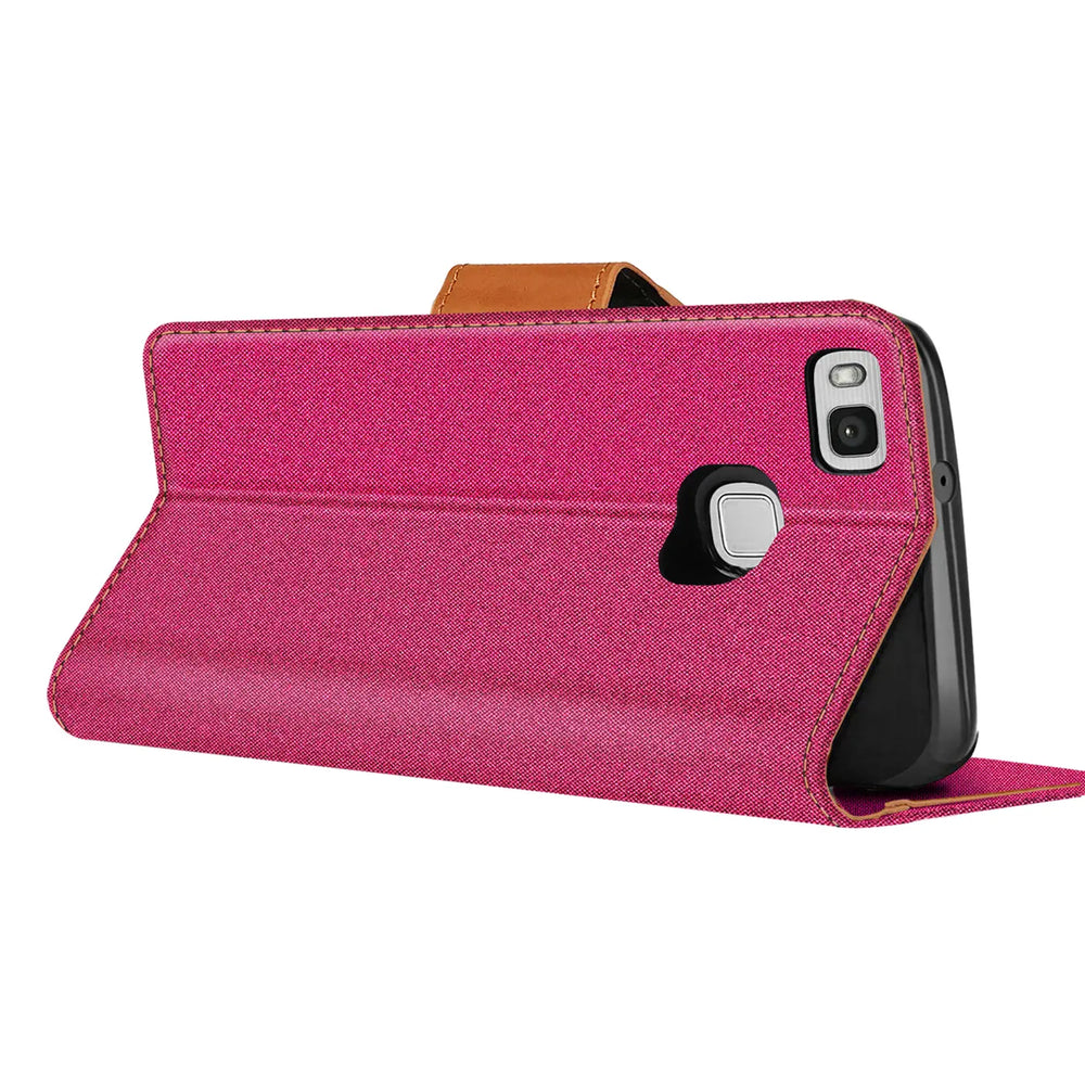 Huawei P9 Lite Klapphülle im Jeanslook mit Karten- und Geldfach