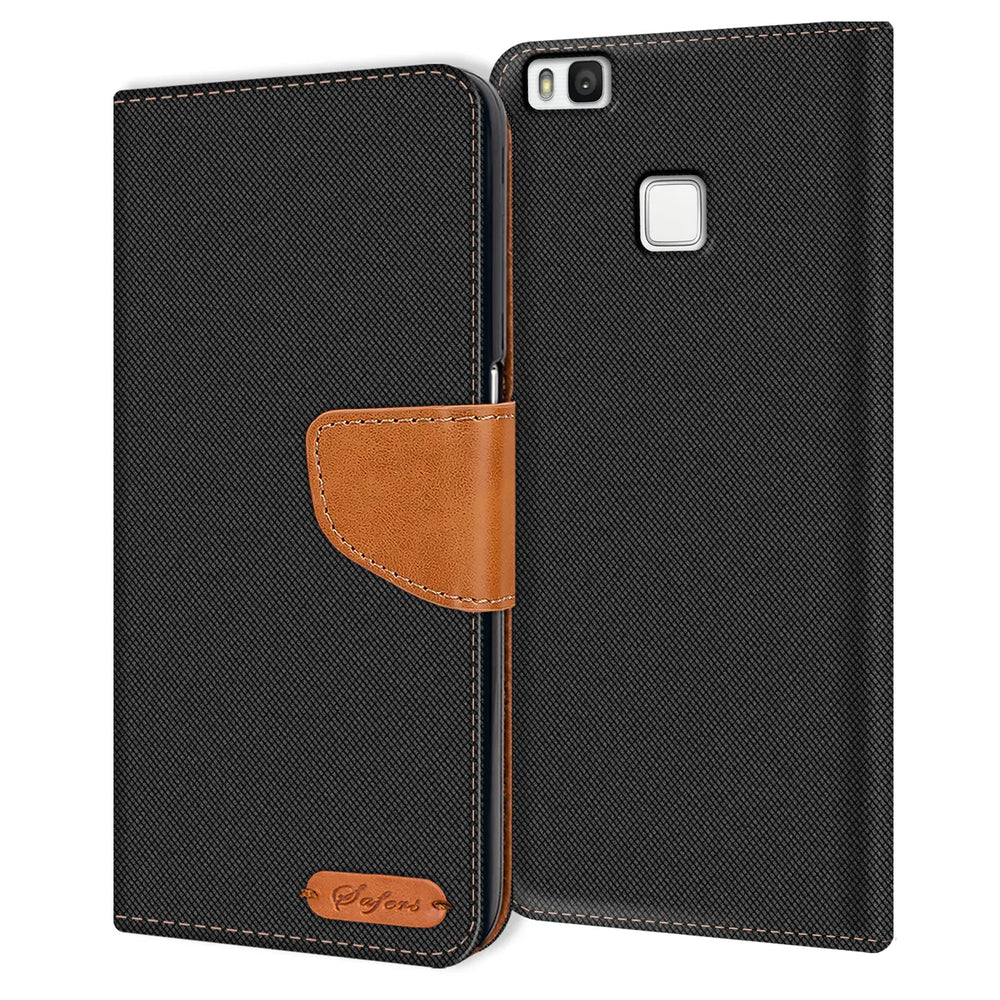 Huawei P9 Lite Klapphülle im Jeanslook mit Karten- und Geldfach