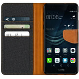 Huawei P9 Lite Klapphülle im Jeanslook mit Karten- und Geldfach