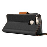 Huawei P9 Klapphülle im Jeanslook mit Karten- und Geldfach