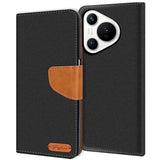 Huawei Pura 70 Pro Klapphülle im Jeanslook mit Karten- und Geldfach