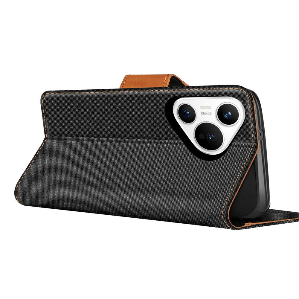 Huawei Pura 70 Pro Klapphülle im Jeanslook mit Karten- und Geldfach