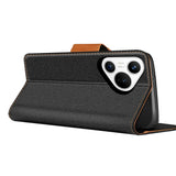 Huawei Pura 70 Pro Klapphülle im Jeanslook mit Karten- und Geldfach