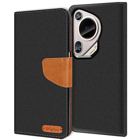 Huawei Pura 70 Ultra Klapphülle im Jeanslook mit Karten- und Geldfach