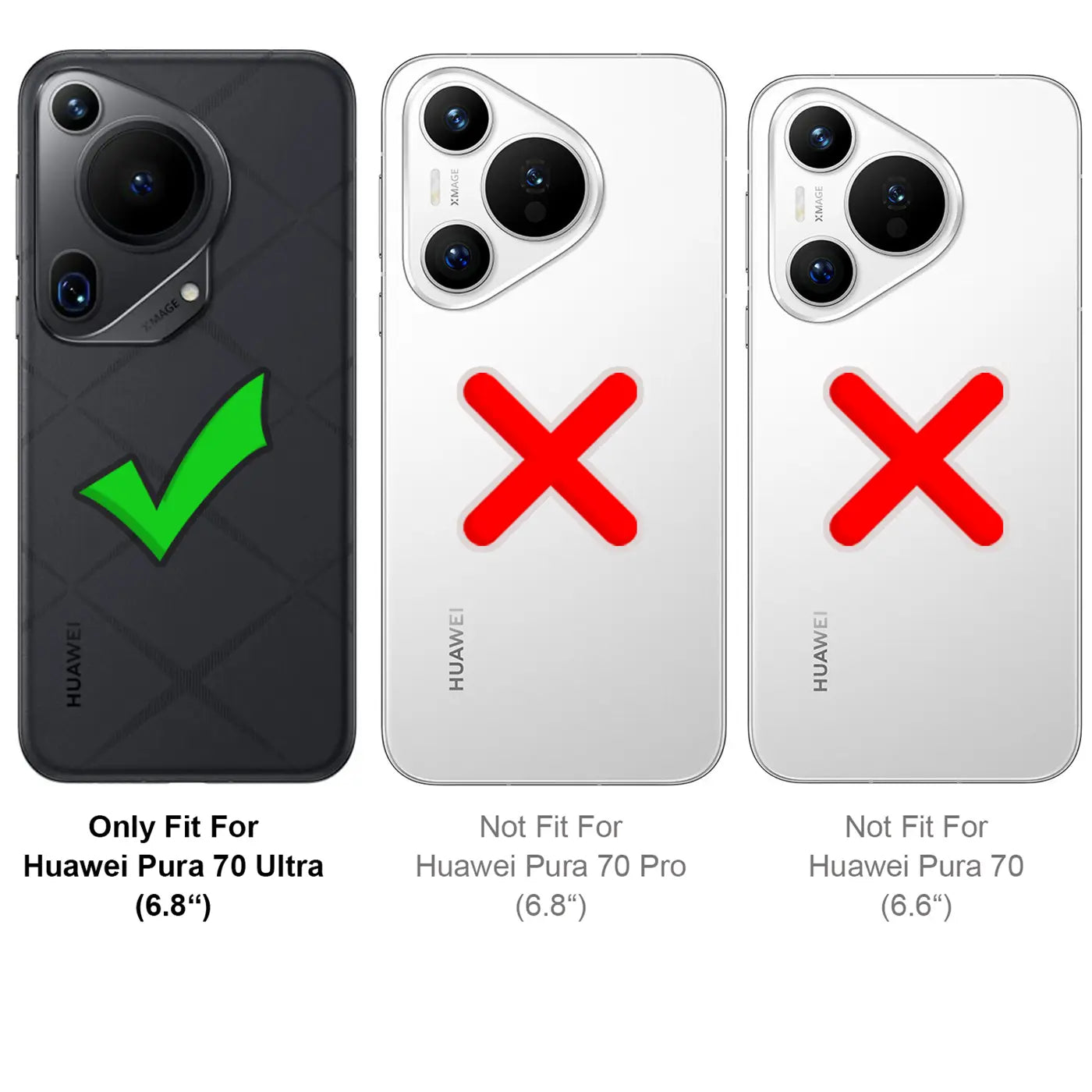 Schwarze Textilhülle für Huawei Pura 70 Ultra, Vorderansicht mit Häkchen.