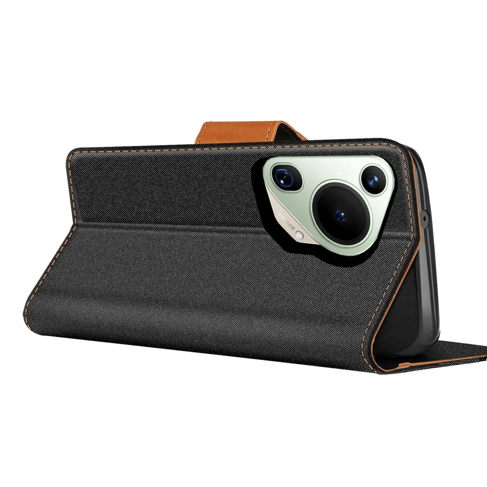 Huawei Pura 70 Ultra Klapphülle im Jeanslook mit Karten- und Geldfach