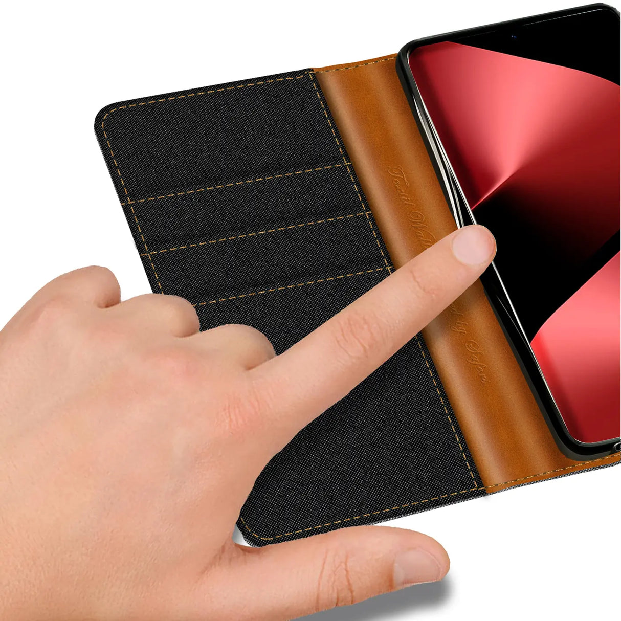 Huawei Pura 80 Pro Klapphülle im Jeanslook mit Karten- und Geldfach