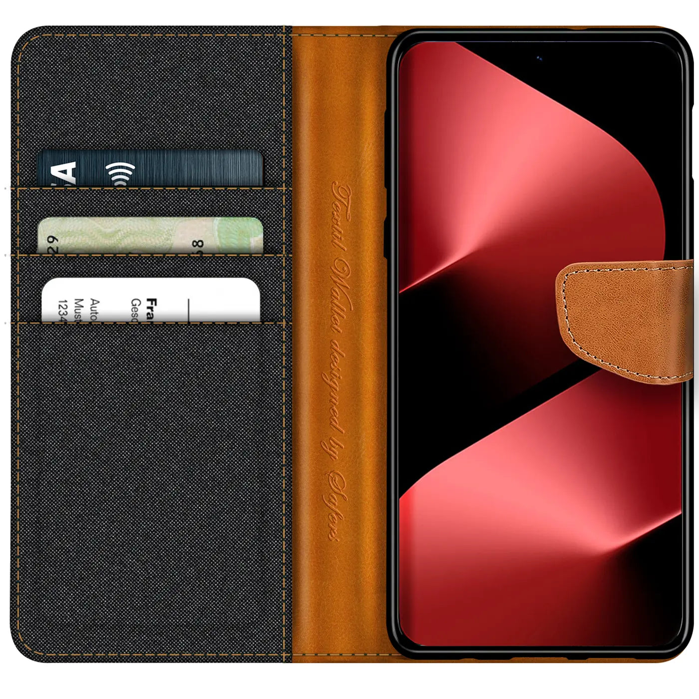 Huawei Pura 80 Ultra Klapphülle, Textil/Leder, Kartenfach, von vorne