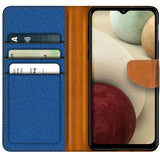 Samsung Galaxy A02s Klapphülle im Jeanslook mit Karten- und Geldfach