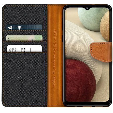 Samsung Galaxy A02s Klapphülle im Jeanslook mit Karten- und Geldfach