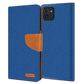 Samsung Galaxy A03 Klapphülle im Jeanslook mit Karten- und Geldfach