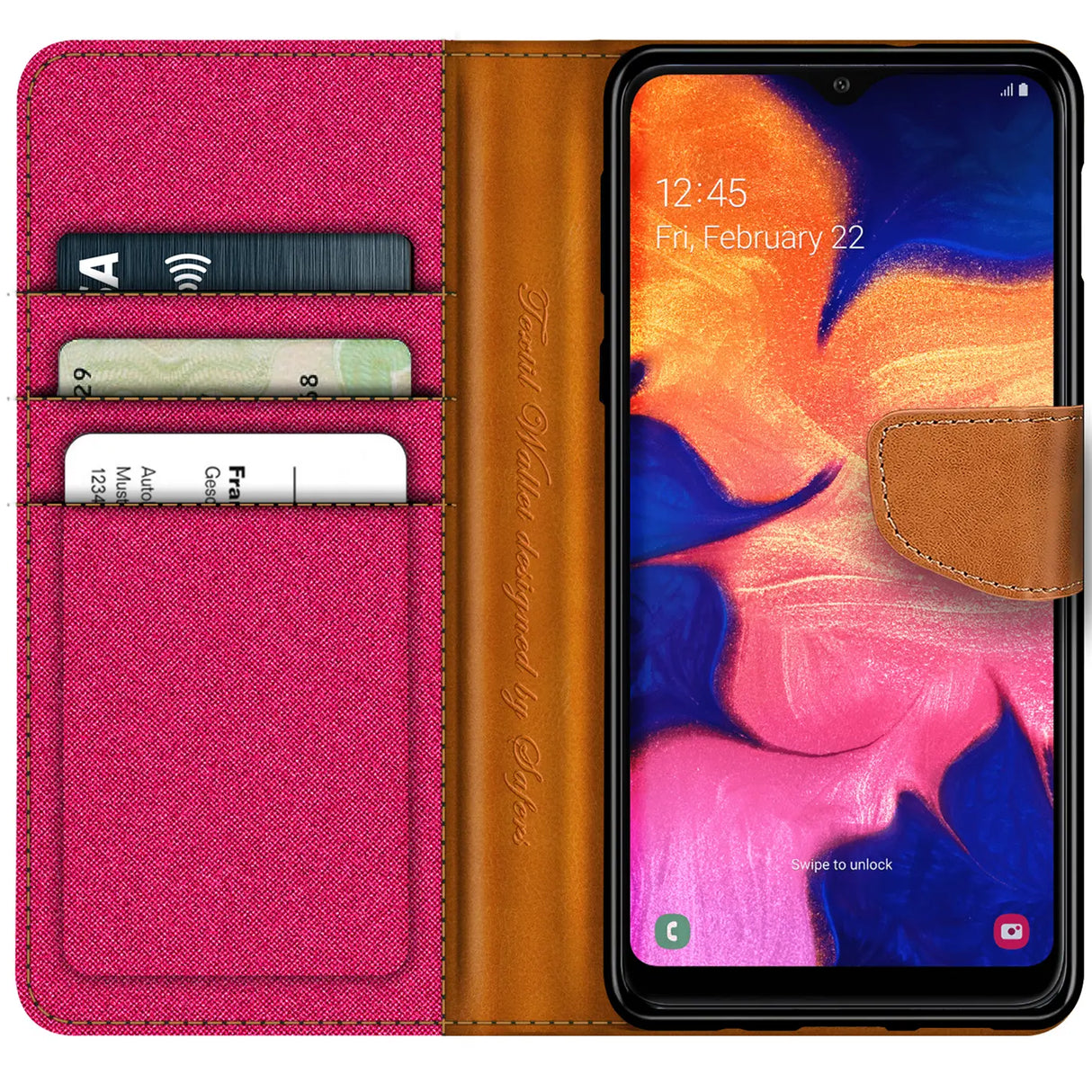 Samsung Galaxy A10 Klapphülle im Jeanslook mit Karten- und Geldfach