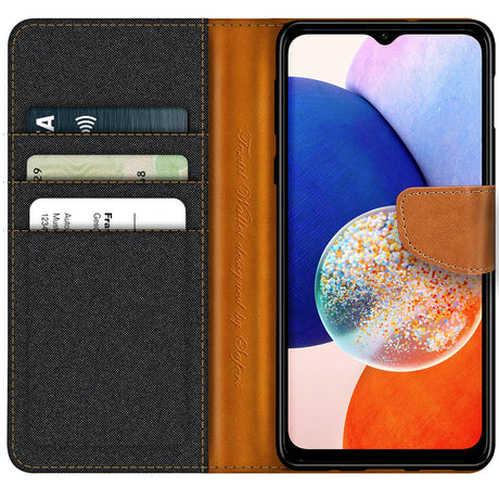 Samsung Galaxy A14 4G / 5G Klapphülle im Jeanslook mit Karten- und Geldfach
