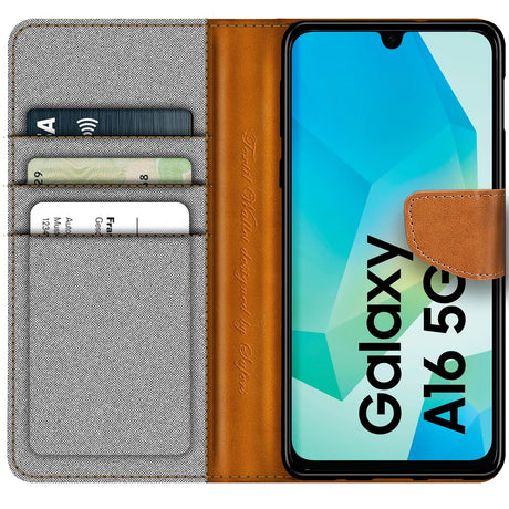 Samsung Galaxy A16 5G Klapphülle im Jeanslook mit Karten- und Geldfach