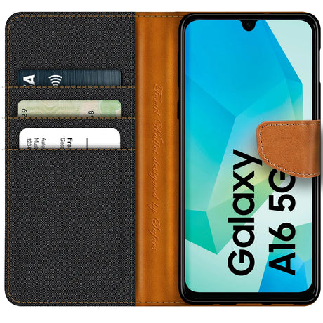 Samsung Galaxy A16 5G Klapphülle im Jeanslook mit Karten- und Geldfach