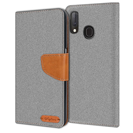 Samsung Galaxy A20e Klapphülle im Jeanslook mit Karten- und Geldfach