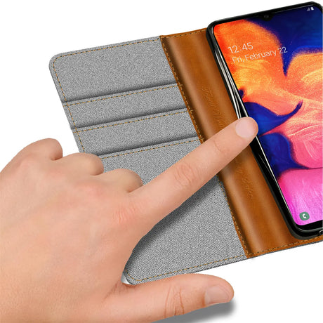 Samsung Galaxy A20e Klapphülle im Jeanslook mit Karten- und Geldfach